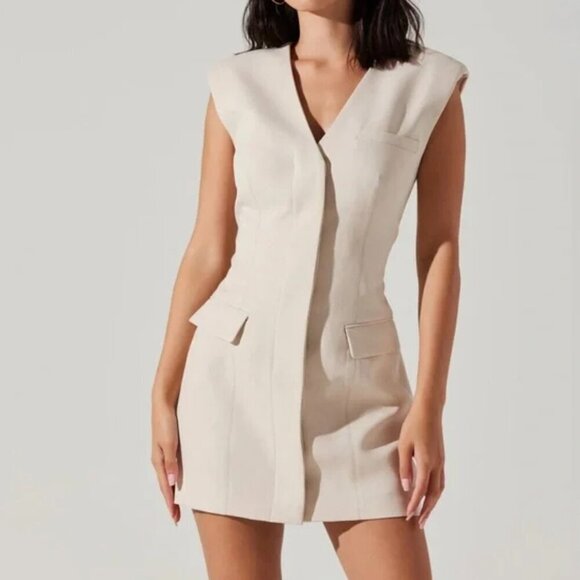 Zara Linen Blend Mini Vest Dress Cream Small - Picture 3 of 16